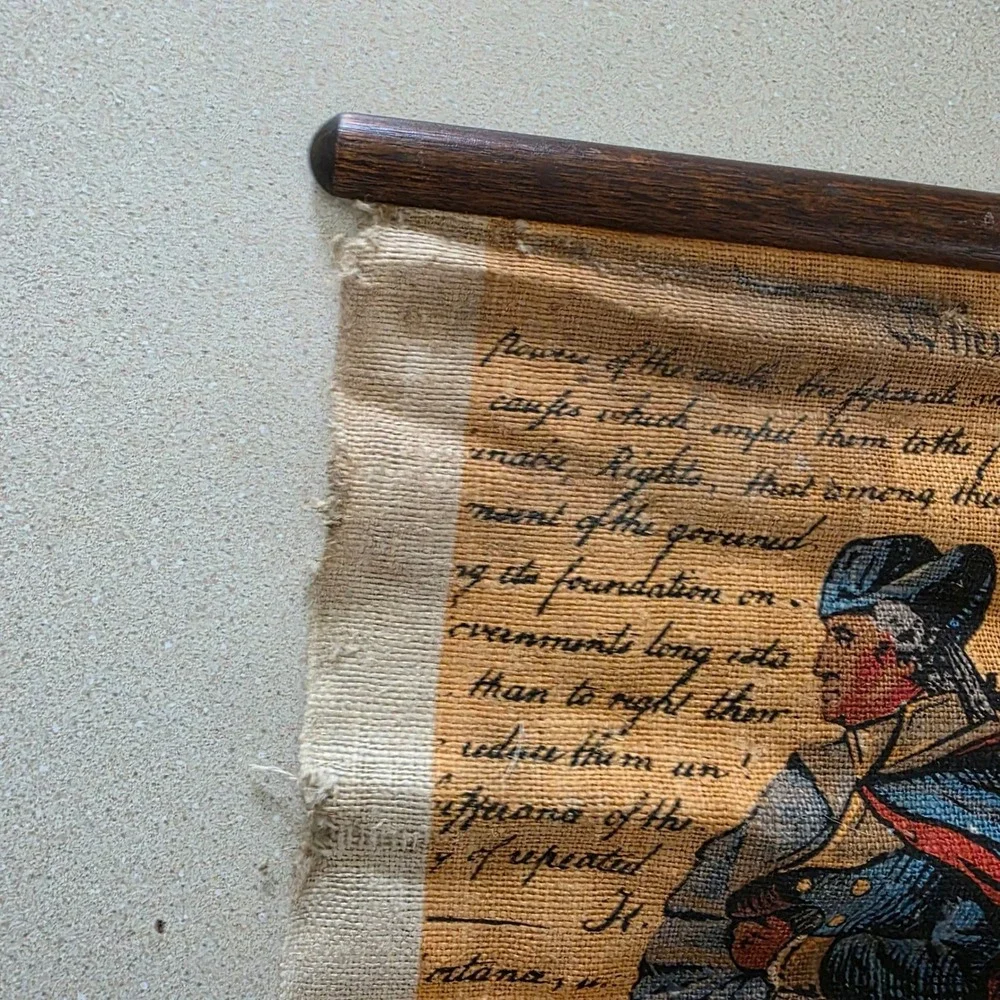 Burlap Wall Hanging Tapestry Scroll 17 American Washington Declaration Patriotic